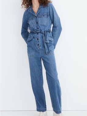 Madewell Denim Tie-waist Jumpsuit Size Petite Large